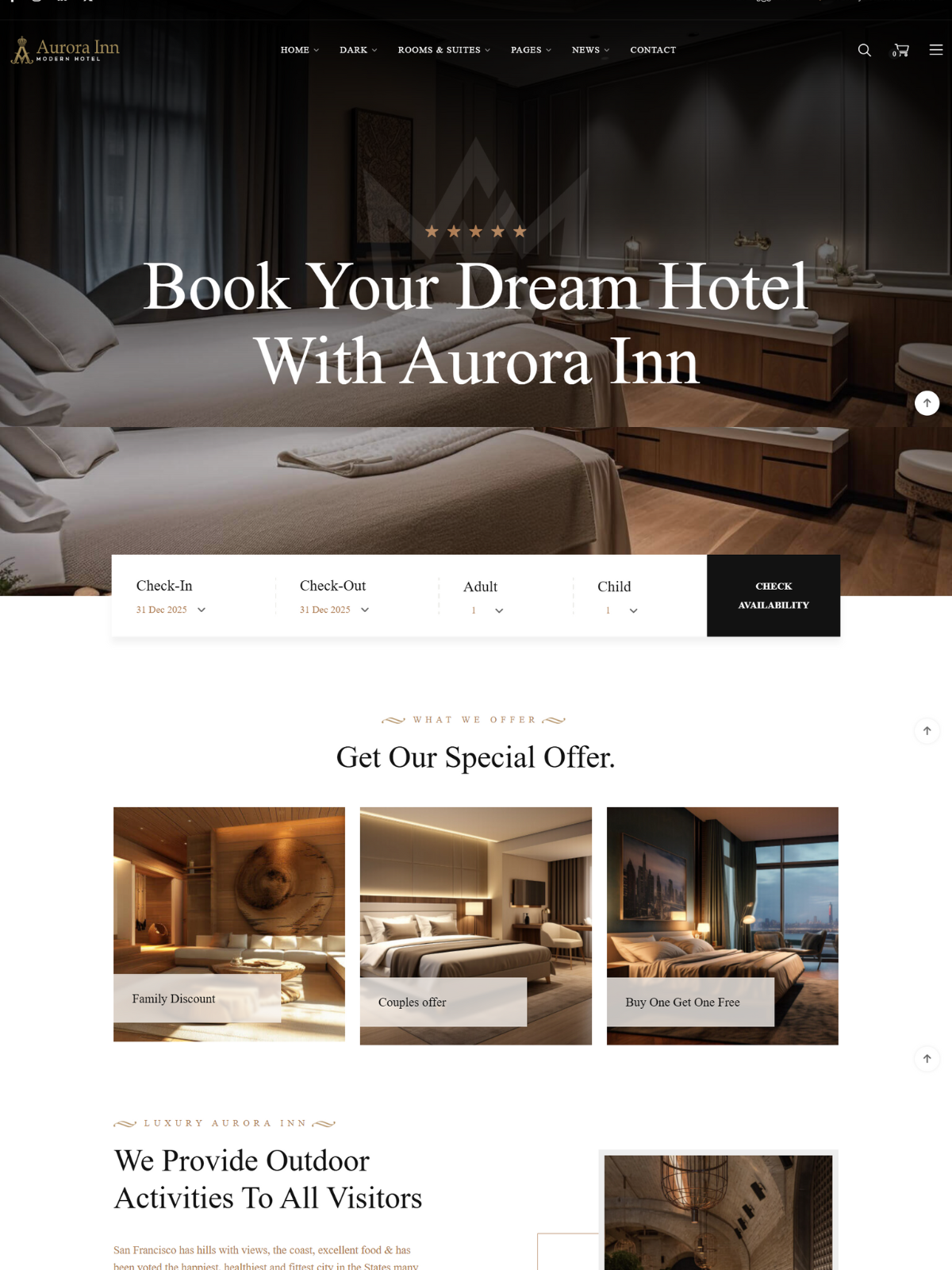 Aurora - Exclusive Modern Hotel Website