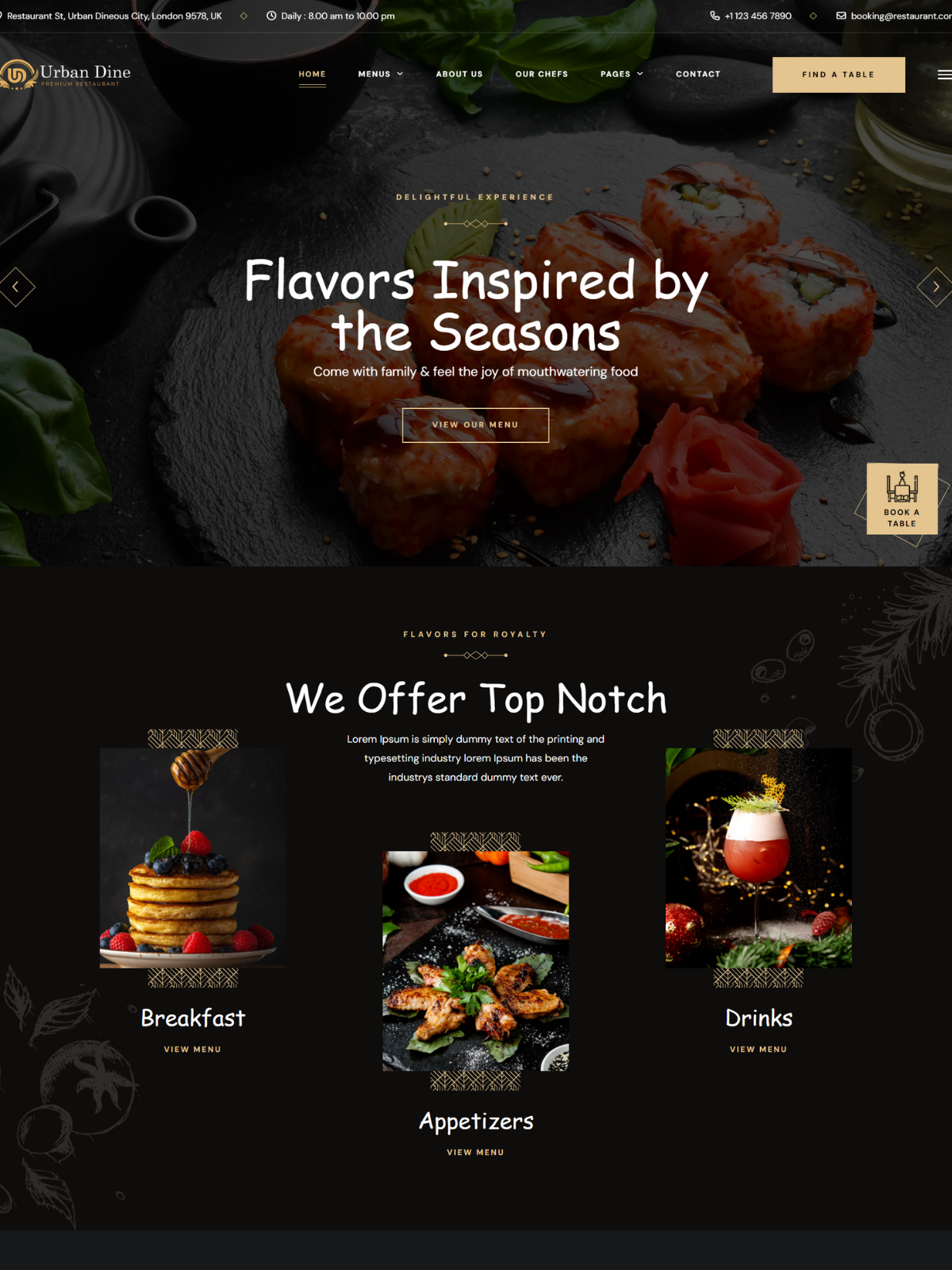 Urban Dine - Certified Restaurant Website